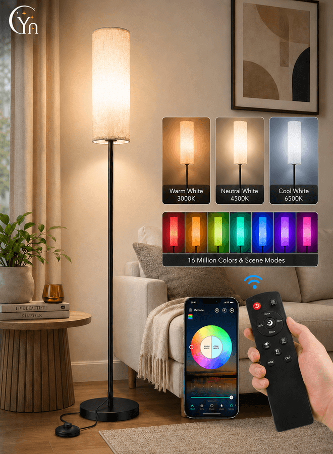 CYRAZ smart RGB cylinder floor lamp with app and remote control